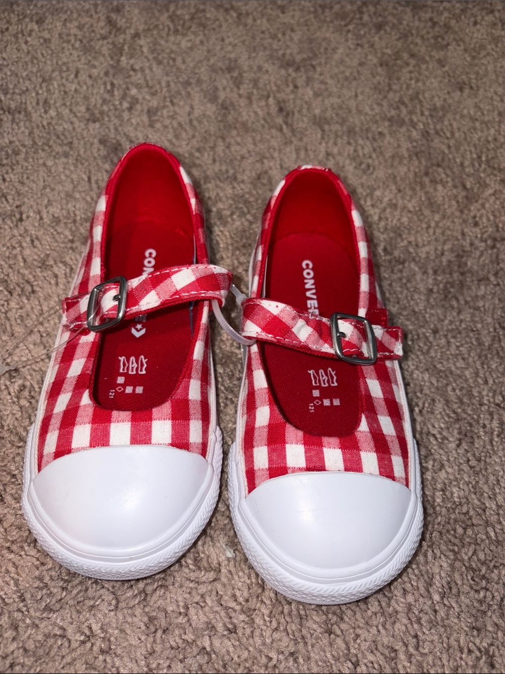 Converse Kids Red Gingham Mary Jane Sneakers with White Toe NWOT